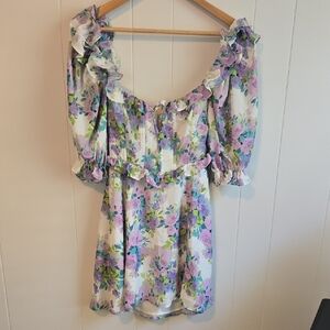 For Love And Lemons Purple and Green Floral Dress